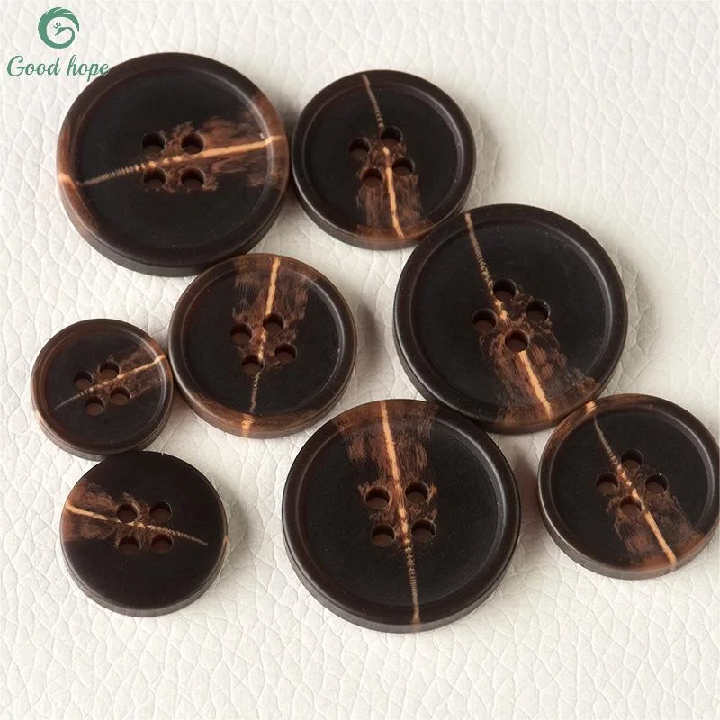 Brown Matte Button kostenlose Probe Tausende von Stil Stock Custom 4-Loch-Knopf für die Nähen von ABS-Harz für Kleidung