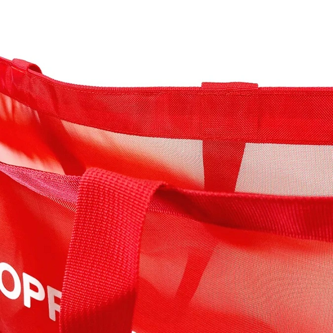 Free Sample Red Net Nylon Beach Tote Bag China Manufacturer Large Size Grocery Mesh Bag for Shopping High quality/High cost performance  PP Mesh Shopping Tote Bag