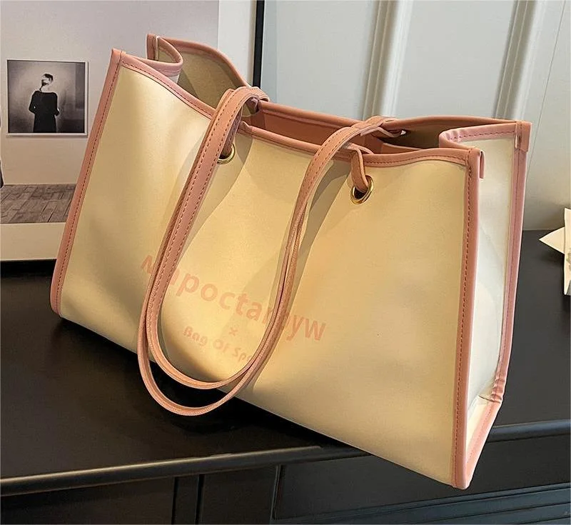 Large Capacity Canvas Shoulder Tote Bags for Women Luxury Designer 2023 Casual Travel Shopping Work Fashion New PU Handbags