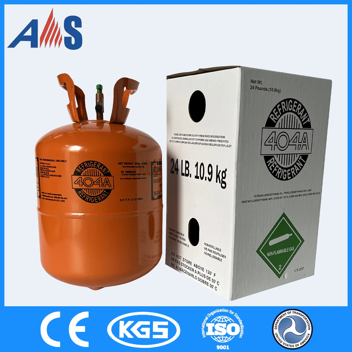 Stainless Steel 13.6kg/30lbs Disposable Cylinder Gas Tank Gas Cylinder with Refrigerant Gas R404 99.93% Purity at Direct Factory Price