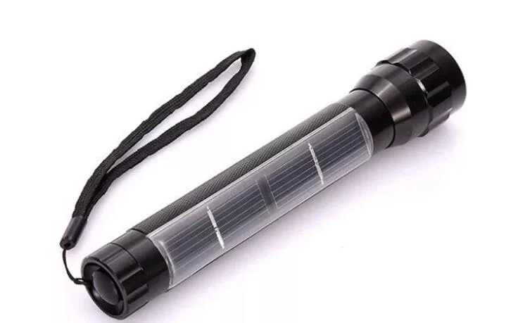 Solar Rechargeable Portable LED Flashlight Torch Emergency Energy Hand Road Home Camping Light