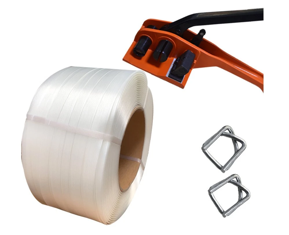 Extremely High Strength White Flexible Soft Composite Polyester Plastic Fiber Packing Cord Strapping/Strap with Buckles for Securing