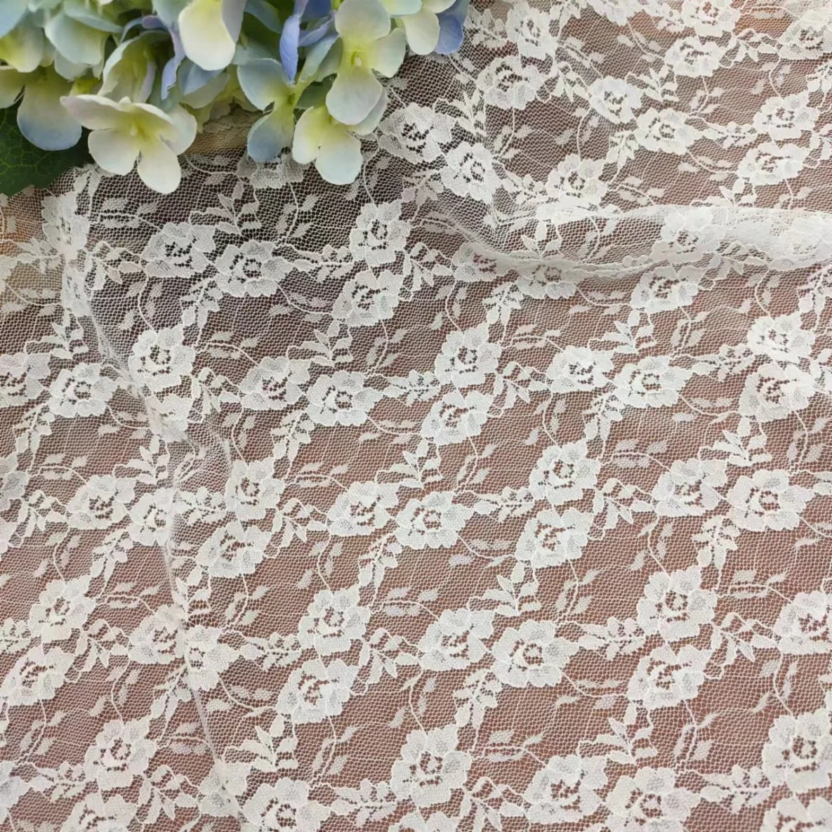 J8448 Women Dress Elastic Lace New High Quality Knitting Nylon Spandex Lace Fabric