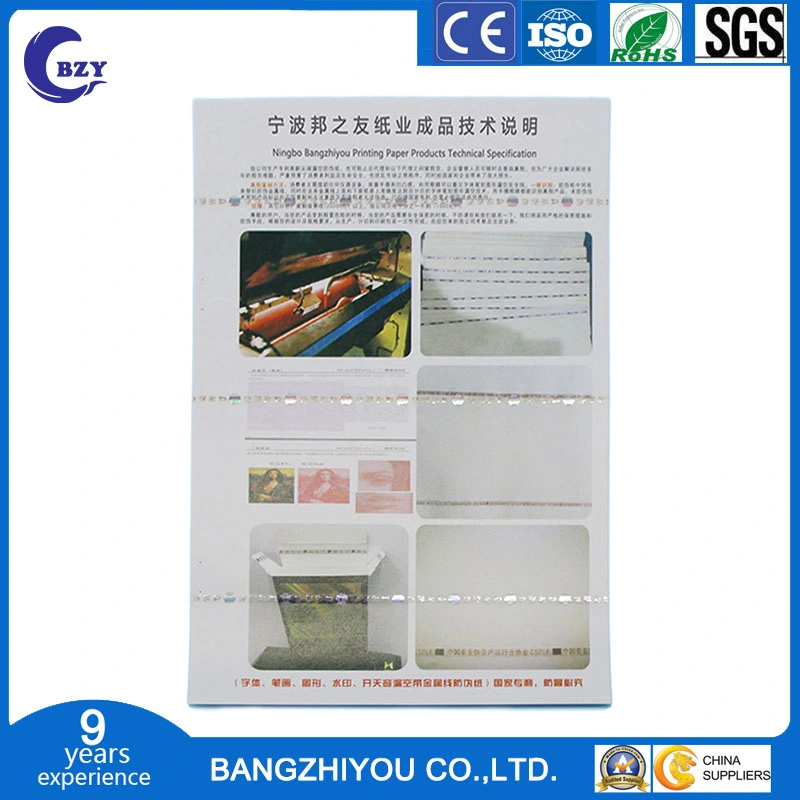 Custom Hot Stamping Hologram Security Paper Certificate and Document Printing