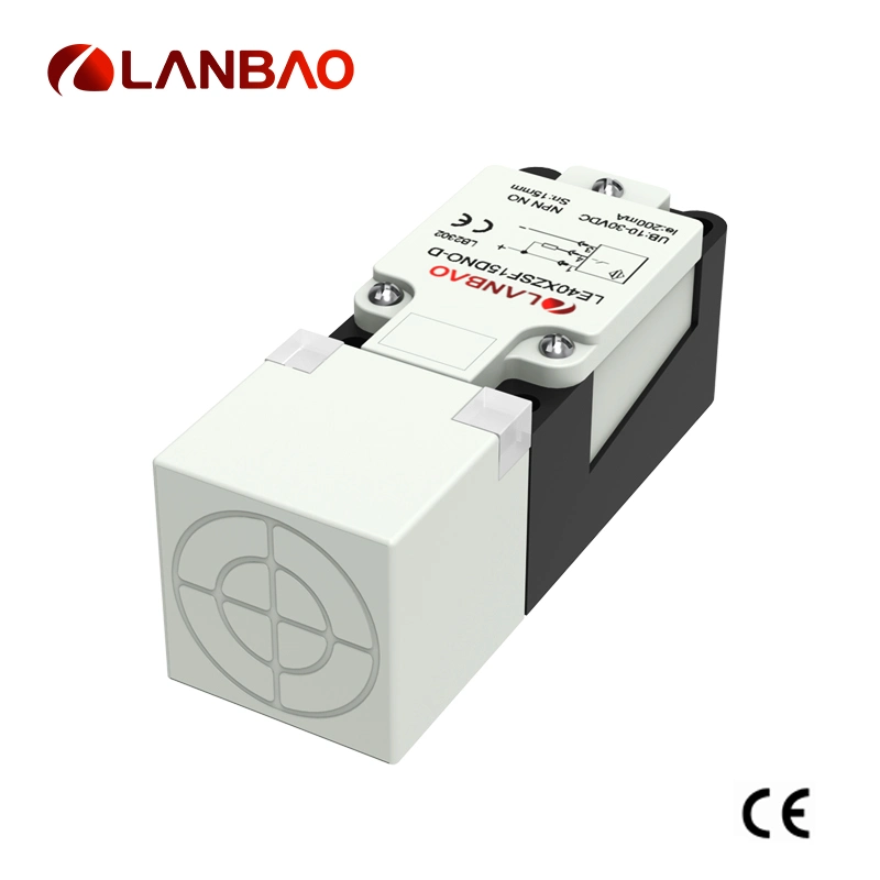 Lanbao Forma rectangular de plástico de alta precisión AC 2 cables con conector M12 Sensor inductivo