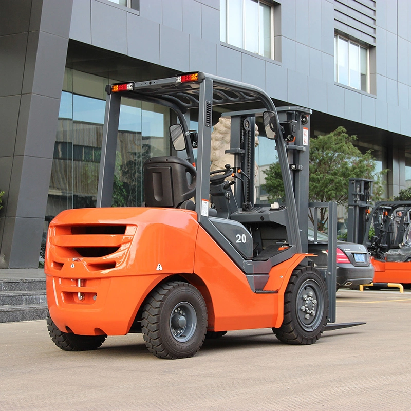 Venda directa de fábrica CE de 2 toneladas para camião com garfos de combustível diesel Mastro de visão de campo amplo com sistema de engrenagem de velocidades lateral