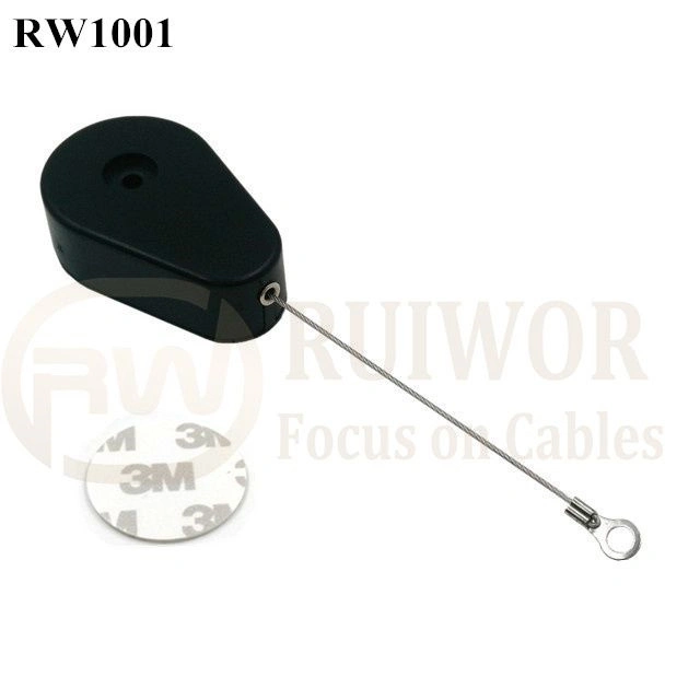 Drop-Shaped Retractable Security Tether with Ring Terminal Inner Hole Option 3mm 4mm 5mm