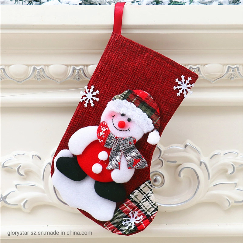 Moose Christmas Sackcloth Stocking Gifts Bag Holiday Decoration