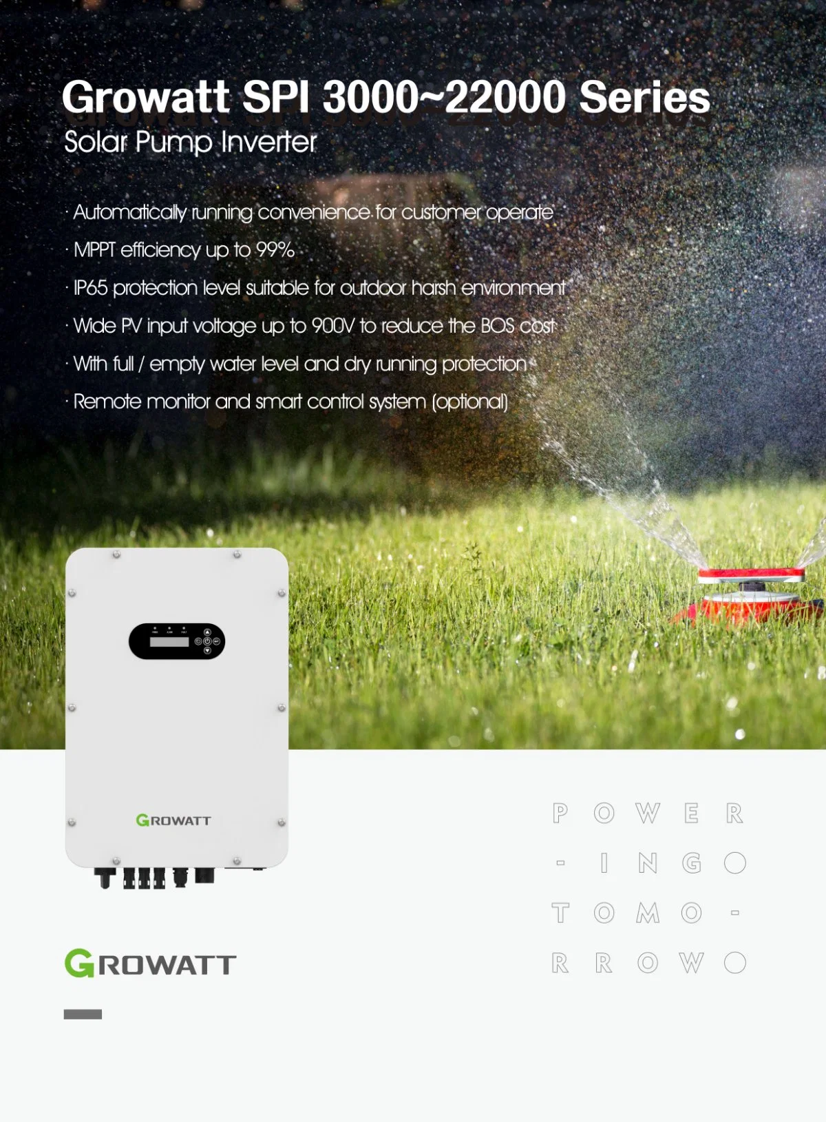 Growatt Spi 3000-22000 3-22kw Three Phase Solar Pump Inverter off-Grid Storage Inverter for Solar Energy Power System