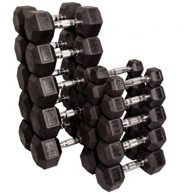 Gym Bodybuilding Equipment Fixed Black Hexagonal Dumbbells