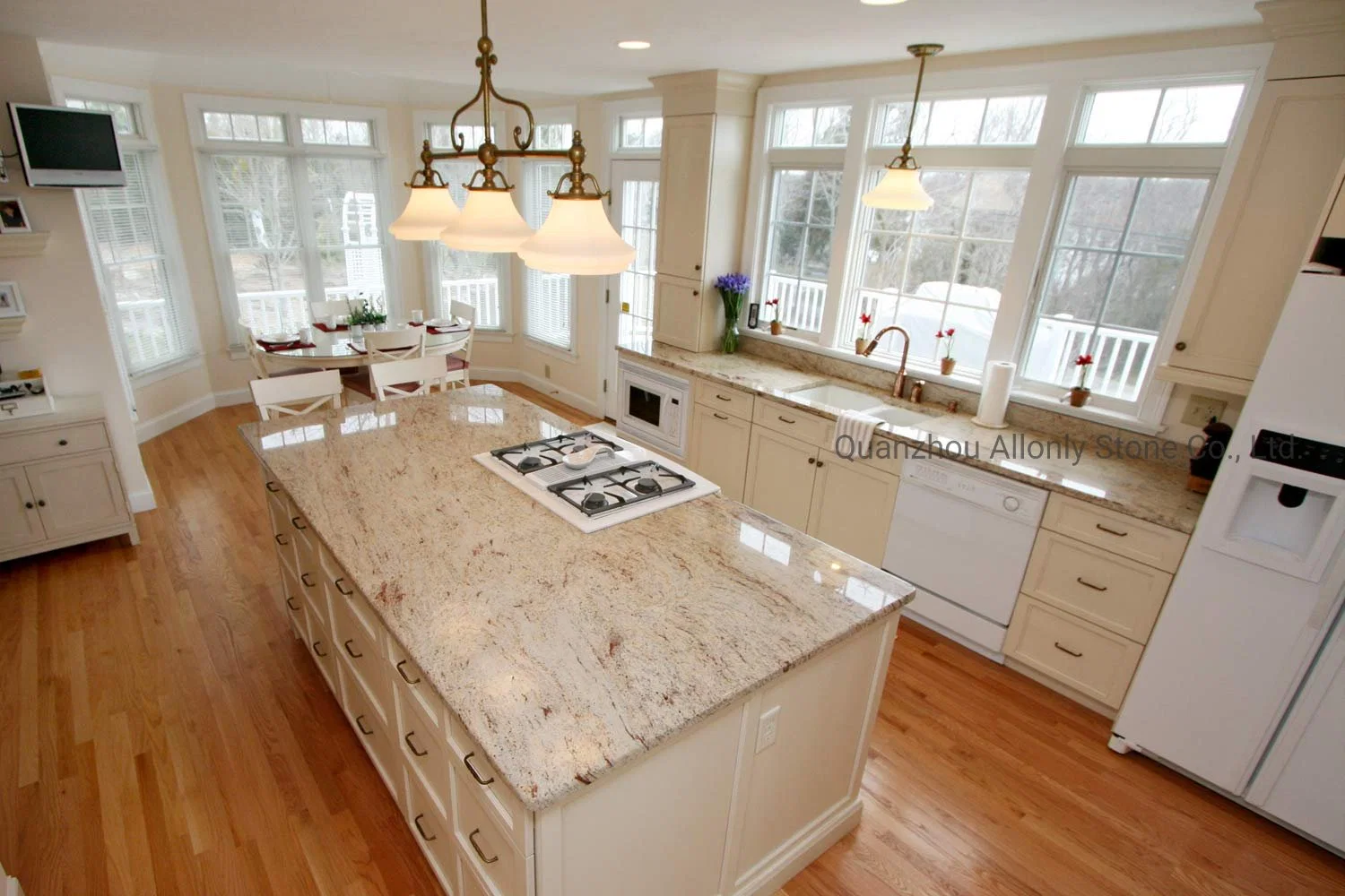 Natural Granite/Quartz/Marble Stone Countertop Kitchen Island Design with Cabinet