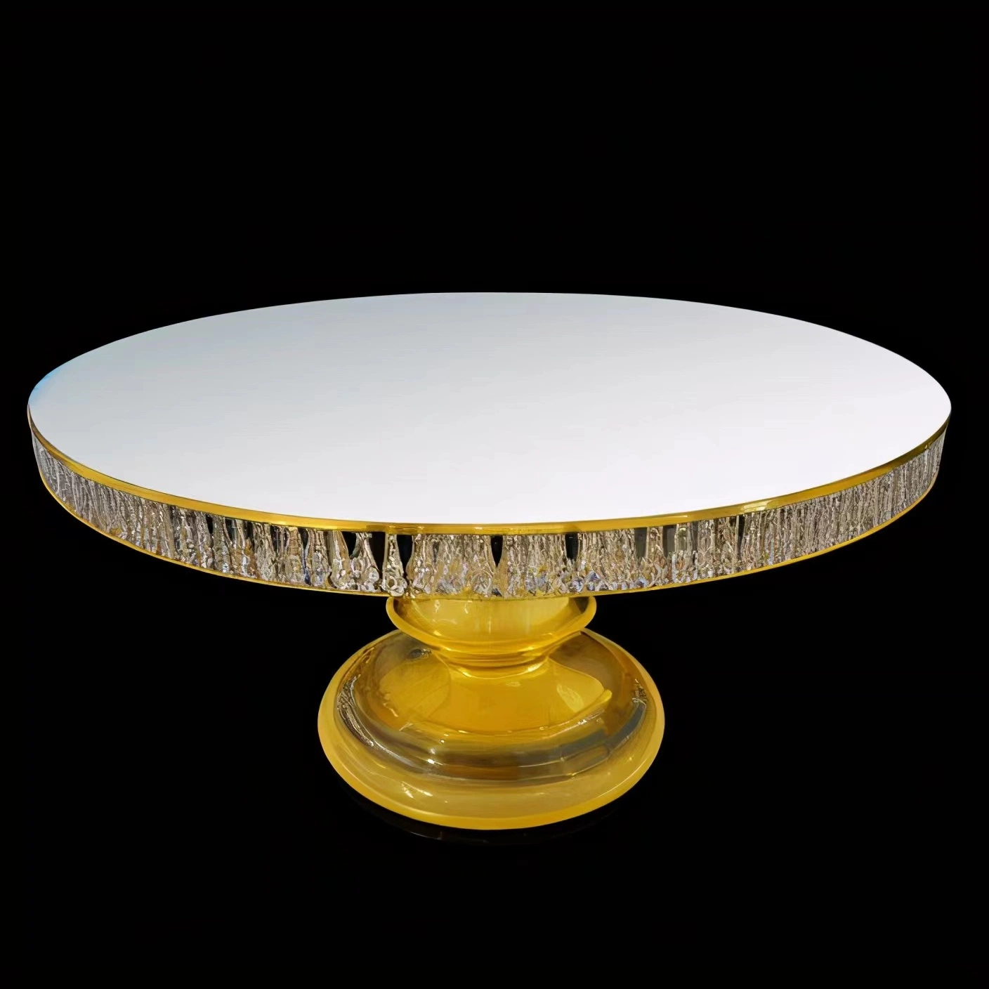 Bankettmöbel Metallsockel Glas Top Hochzeit Event Dining Gold Edelstahl Runde Tisch Glas, Marmor