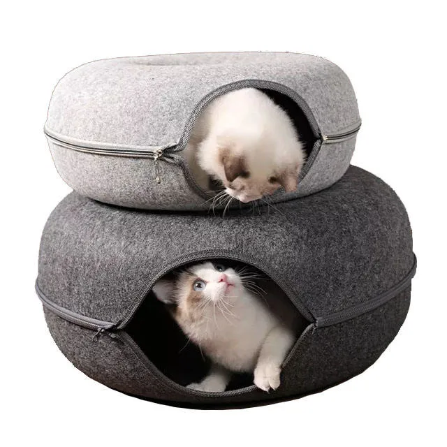 Hard Felt Donut Cat Cave for Cat Play Sleep Bed Cat Nest Manufacture