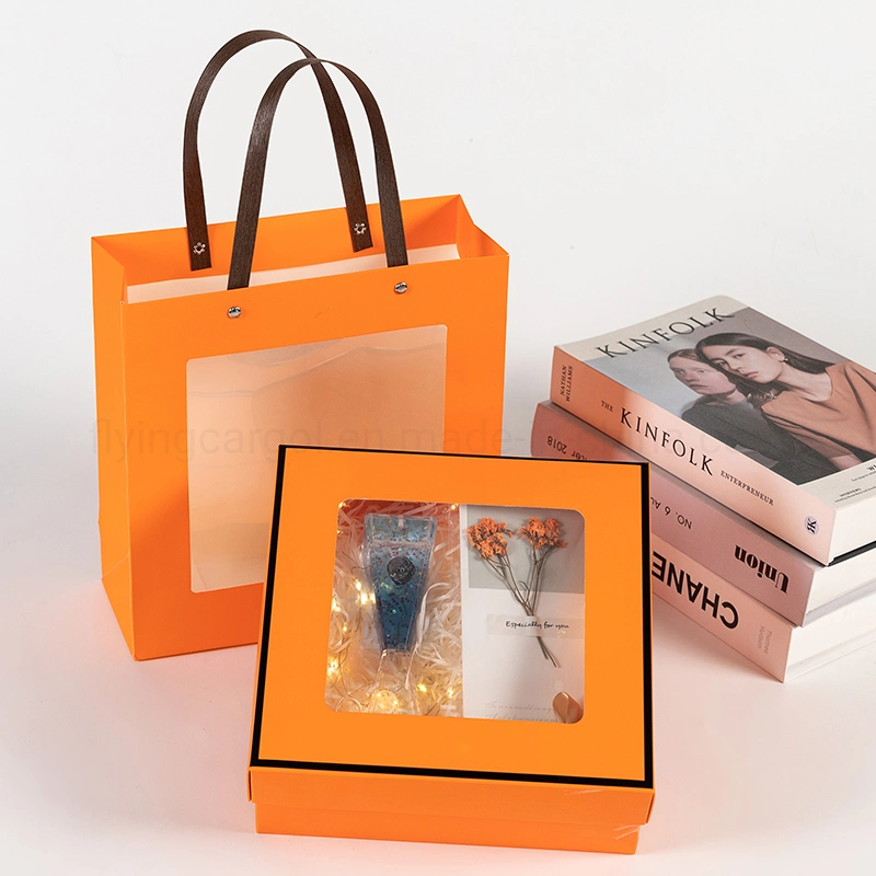 Custom Printing Different Sizes Transparent Paper Gift Box with PVC Clear Window