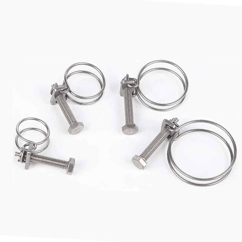Double Wire Hose Clamp Pipe Clip Screw Bolt Tight Fitting