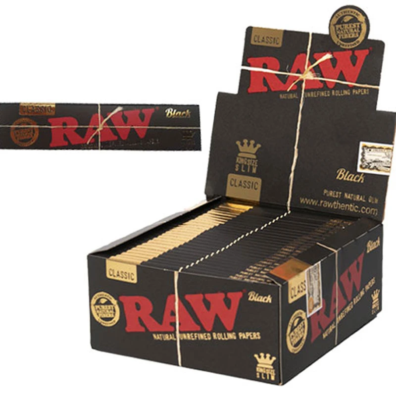 RAW Classic Negro King Size Natural sin refinar Ultra Thin Smoking Cigarrillos Rolling Papers Marca original de mejor calidad