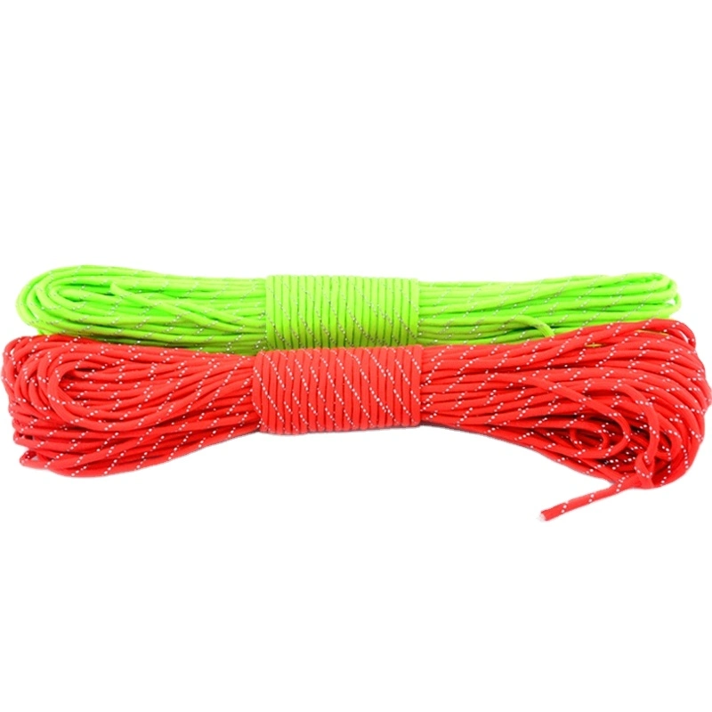 Reflector 7 Strand Paracord 4mm poliéster 100ft Paracord 550 Parachute Cuerda