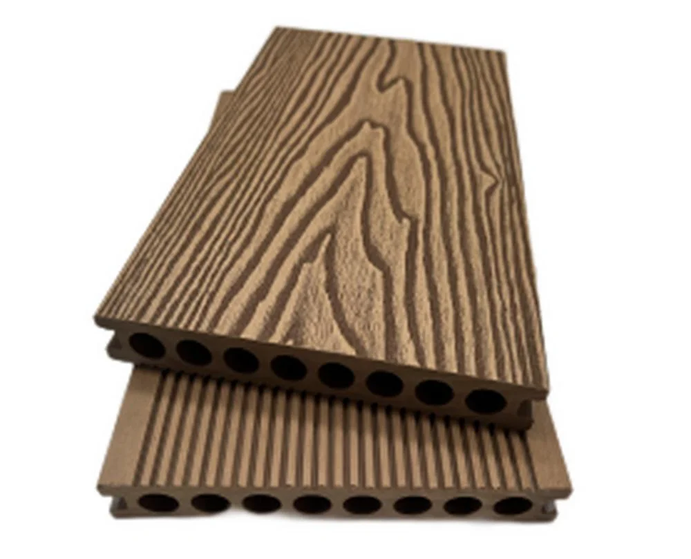 Extruir WPC PVC sólido exterior Decking Embossed Madera exterior Deck Tabla impermeable