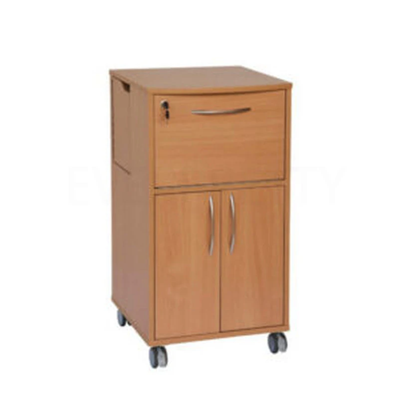 Hospital Furniture ABS Bedside Colorful Double-Layer Cabinet with Castors Mobile Medical Cabinet Bedside Locker on Wheels