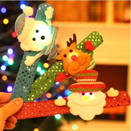 Navidad Slaca Pulseras LED luz Navidad Santa Claus Snowman Redeeno Pulsera Pulseras para niños decoración de Navidad Regalos de Navidad