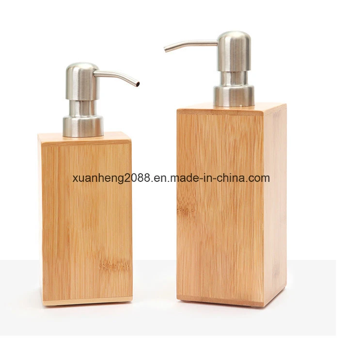 Cosmetic Packaging Plastic Shampoo Fiber Bottle Dispenser Airless Bamboo Body Lotion Bottle with Bamboo Lotion