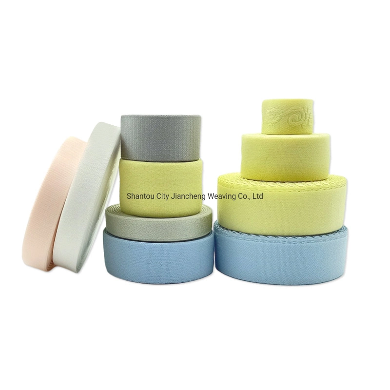Wholesale Custom Jacquard Logo Non Slip Bias Elastic Plush Band Webbing Tape Strap for Bra