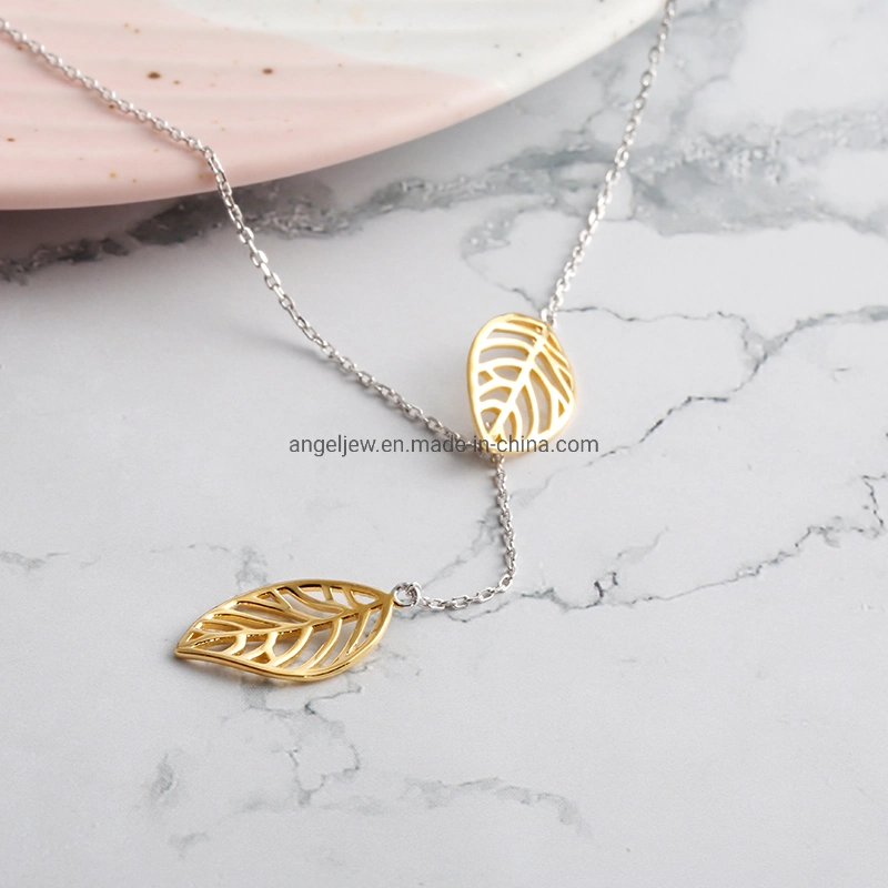 New Arrival Creative Leaf Design Long Necklace Fashion 925 Sterling Jewelry for Trendy Women