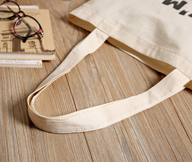 Eco Friendly Recyclable Shopping Custom Printed Logo Cotton Rope Handle Canvas Beach Tote Bag