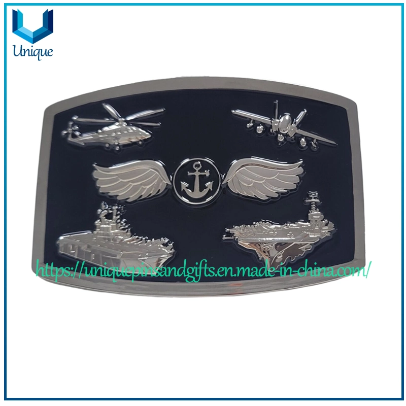 Custom 3D Silver Heavy Duty USA Navy Metal Buckle