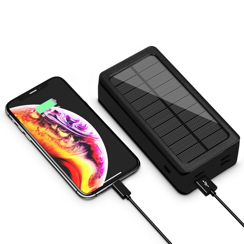 Solar Power Bank 30000mAh Ladegerät Licht Powerbank Case Portable