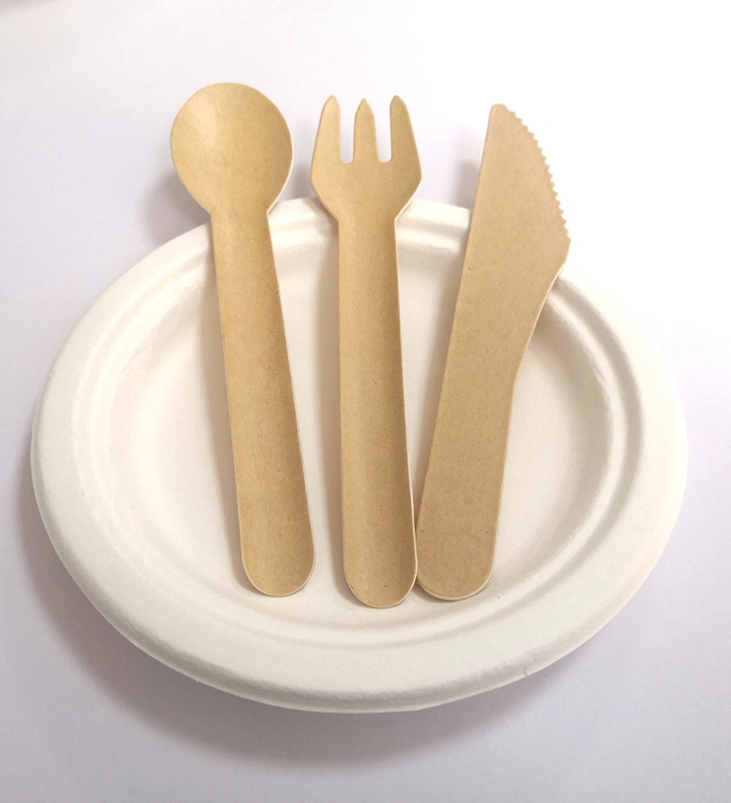 Factory Price Eco-Friendly Biodegradable Forks Spoons Knife Disposable Paper Cutlery