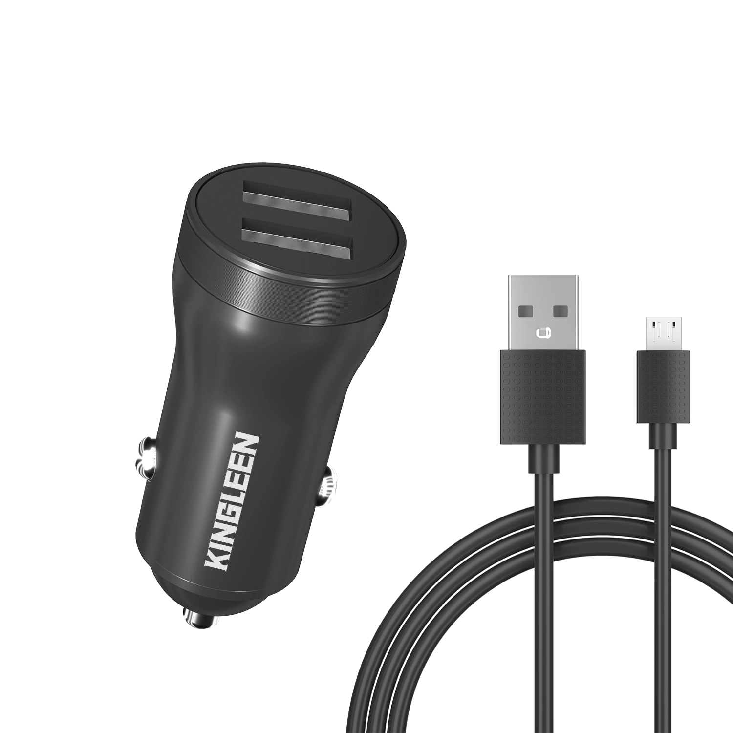 5V 3.1A Chargeur de voiture USB double avec câble de données Micro USB.