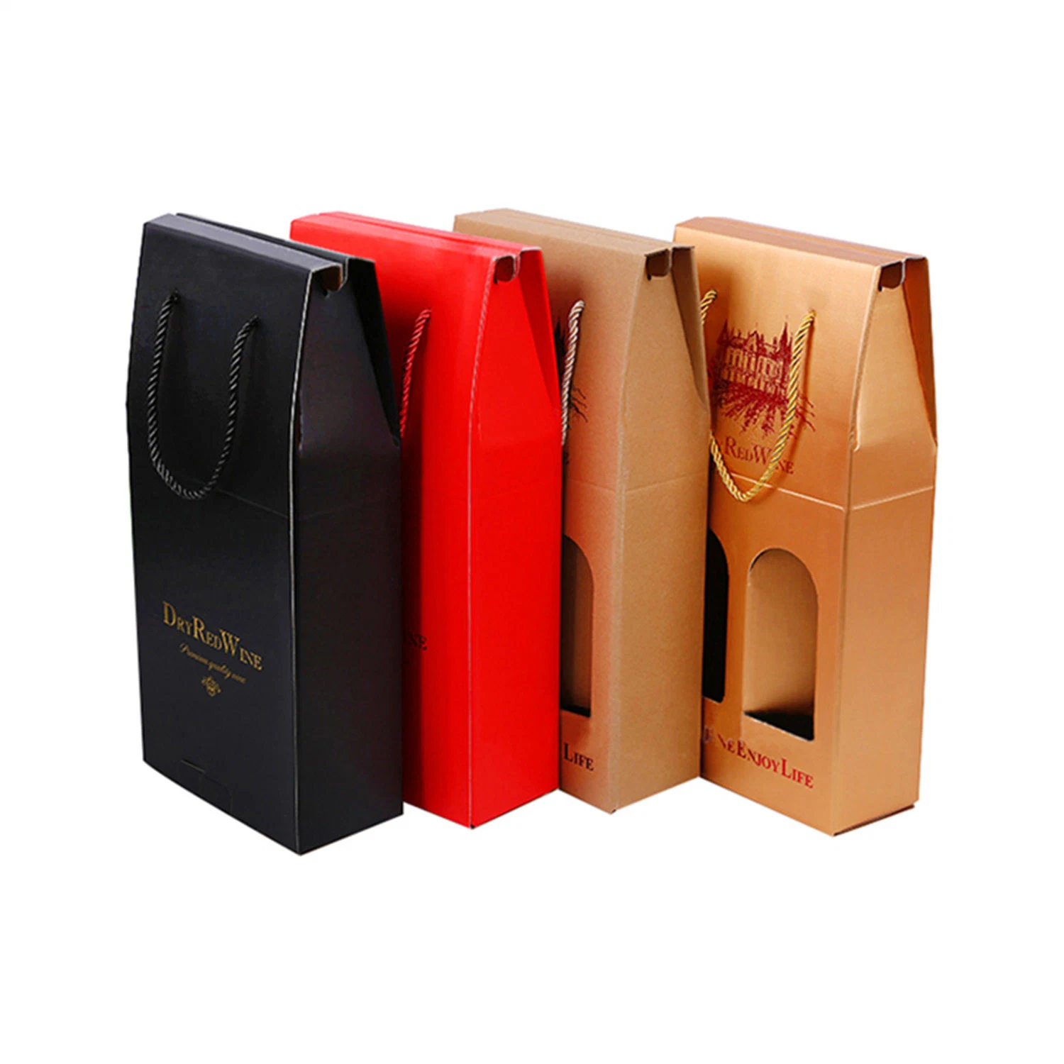 Rotwein Verpackung Custom Geschenkbox Rotwein Verpackung Geschenk Box Farbe Wellpappe Karton Papier Karton Handtasche Set