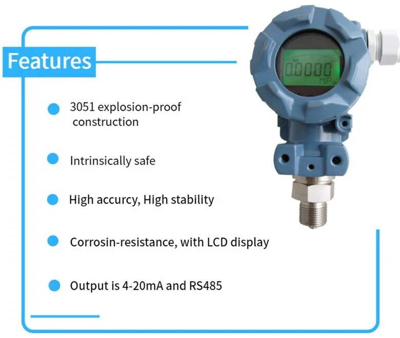 4-20mA and RS485 Output PT100 Rtd Pressure Transmitter Instrument Is Suitable for High Temperature -200~500&ordm; C