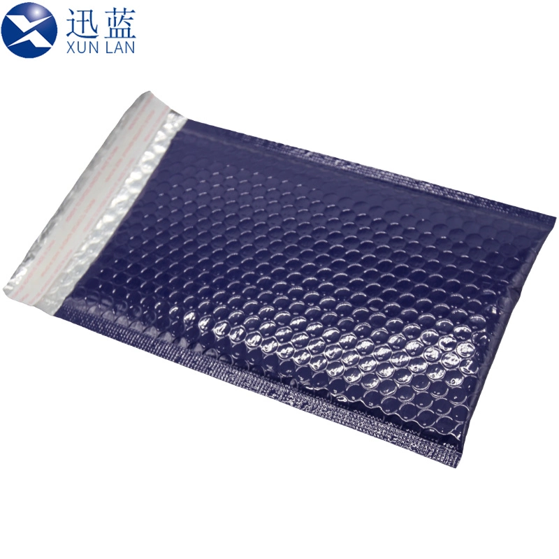 Blue Metallic Bubble Bag Custom Printed Aluminum Foil Padded Express Bag Laminated Material