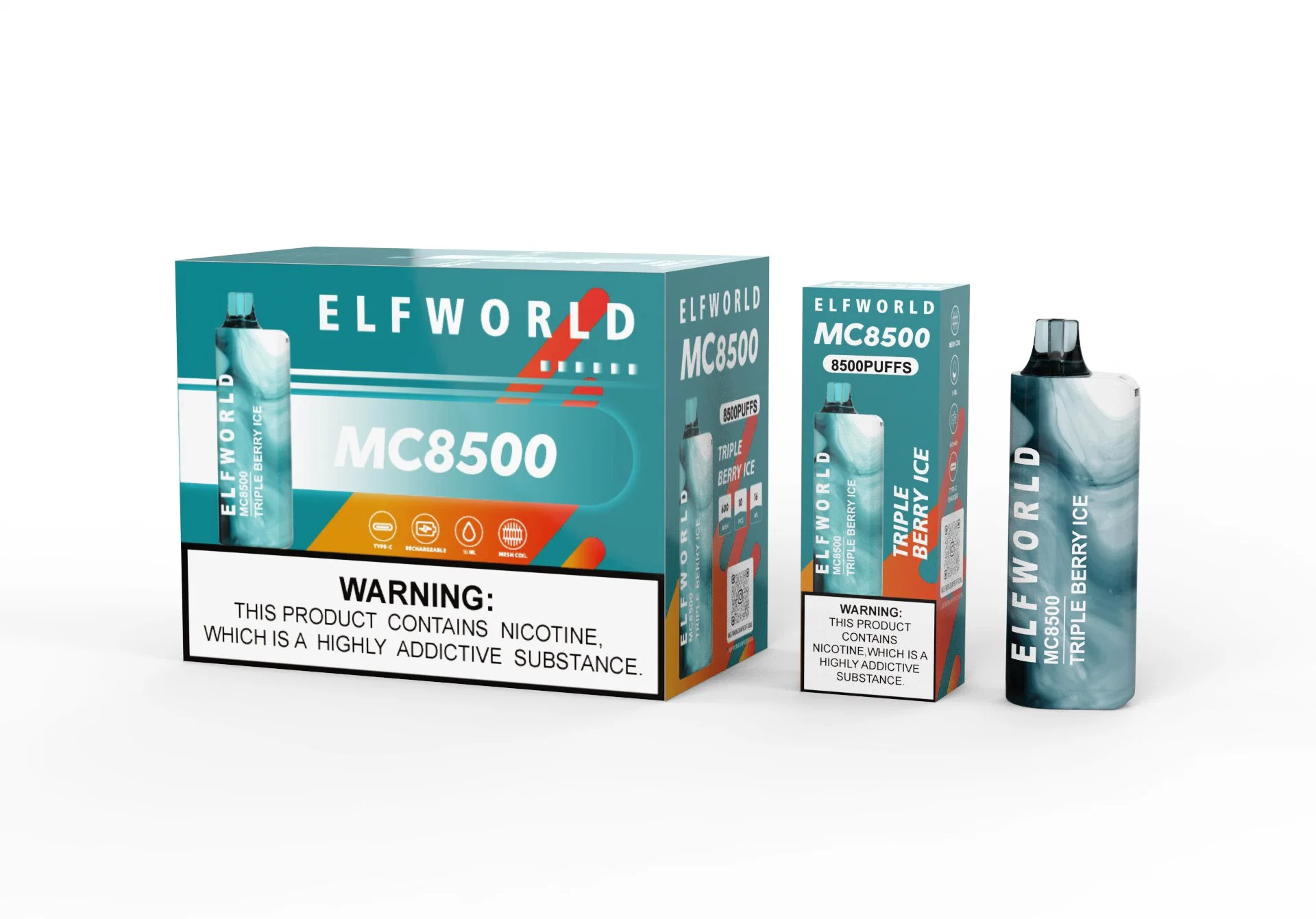 الجملة الأصلي العلامة التجارية Elfworld Mc 8500 Putffs Disposable/Chargeable Vape القلم