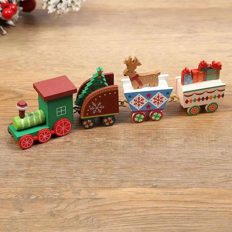 Wooden/Plastic Train Christmas Ornament Merry Christmas Decoration for Home 2022 Xmas Gifts Noel Natal Navidad New Year 2023 Christmas Decoration