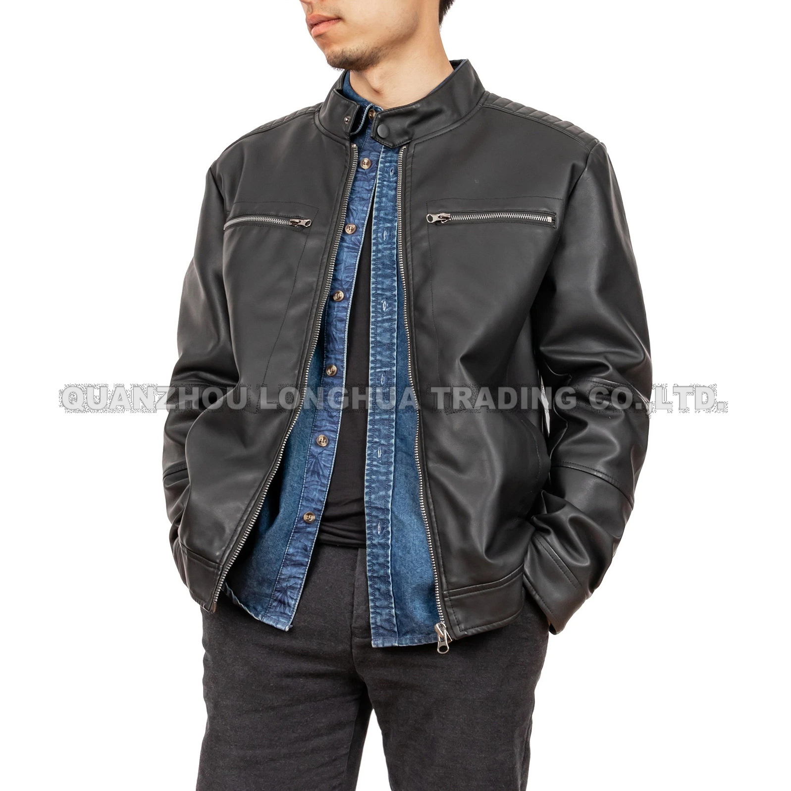 Men Jacket Boy Jacket New Washed Leather Apparel Black PU Clothing Fashion Clothes Outdoor Coat