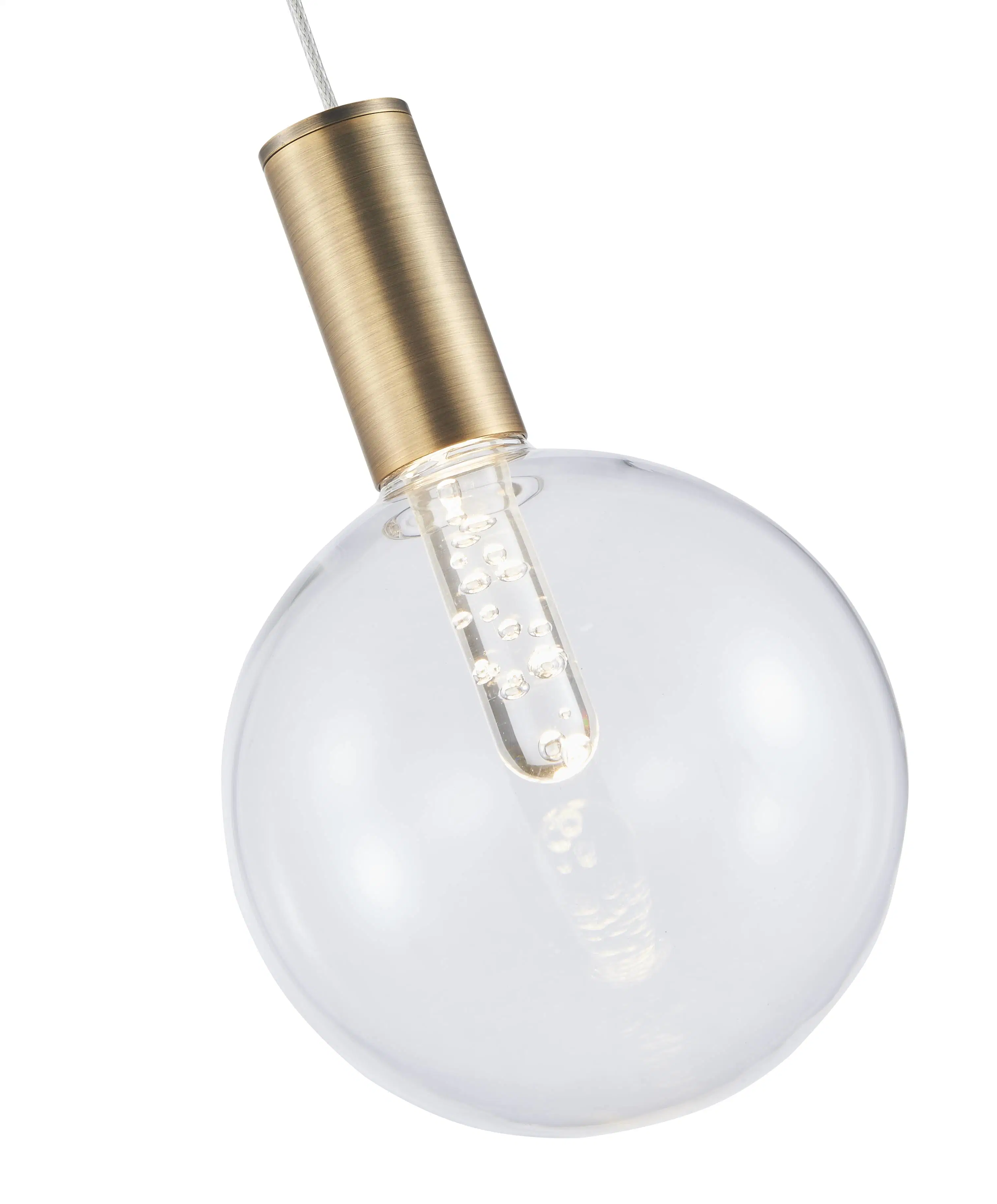 Clear Globe Aged Messing LED Pendelleuchte mit Clear Bubble Acryl (P1006)