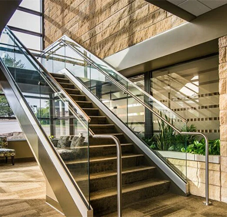 Commercial Building Staircase Railing Aluminum U Channel Glass Railing