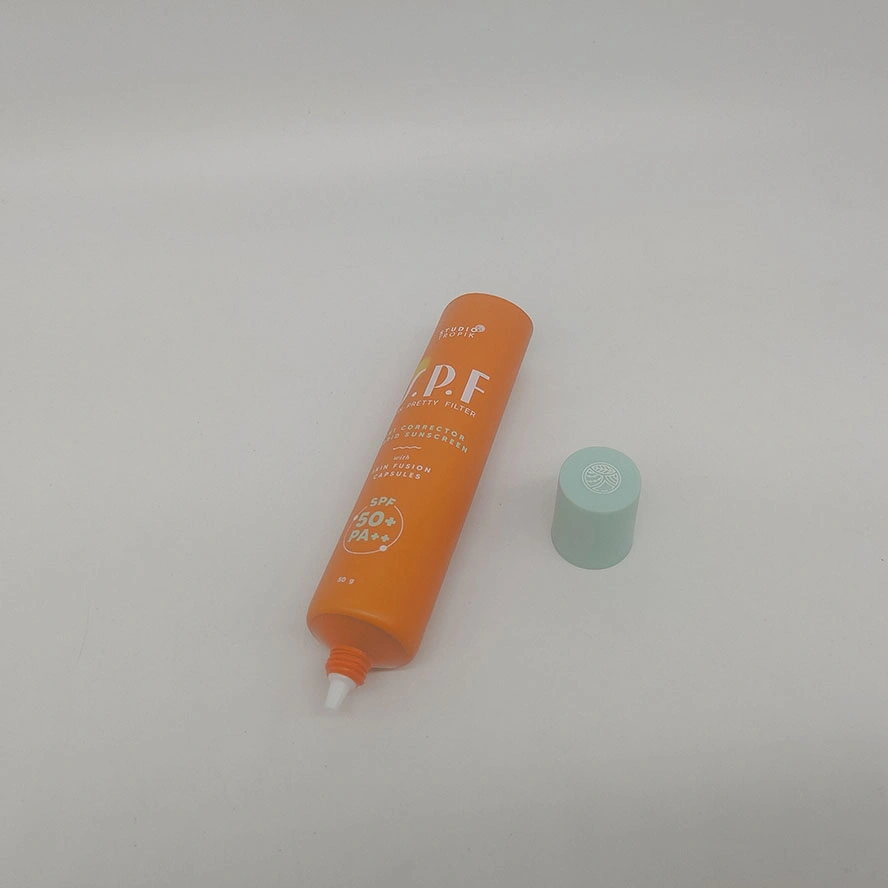 Empty Orange Sunscreen Tube with Screw Cap 50g Customized Placstic Packaging