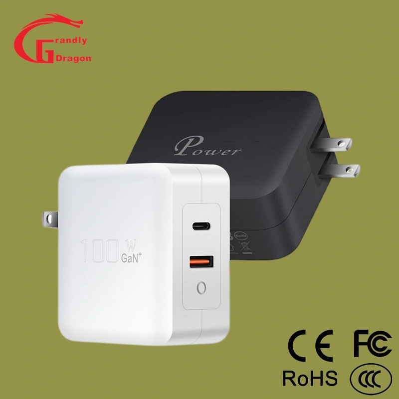 100W 120W 140W GaN Two Port Us Plug Black White USB C Pd Wall Charger for Xiaomi Samsung Huawei Apple MacBook Tablet Smartphone