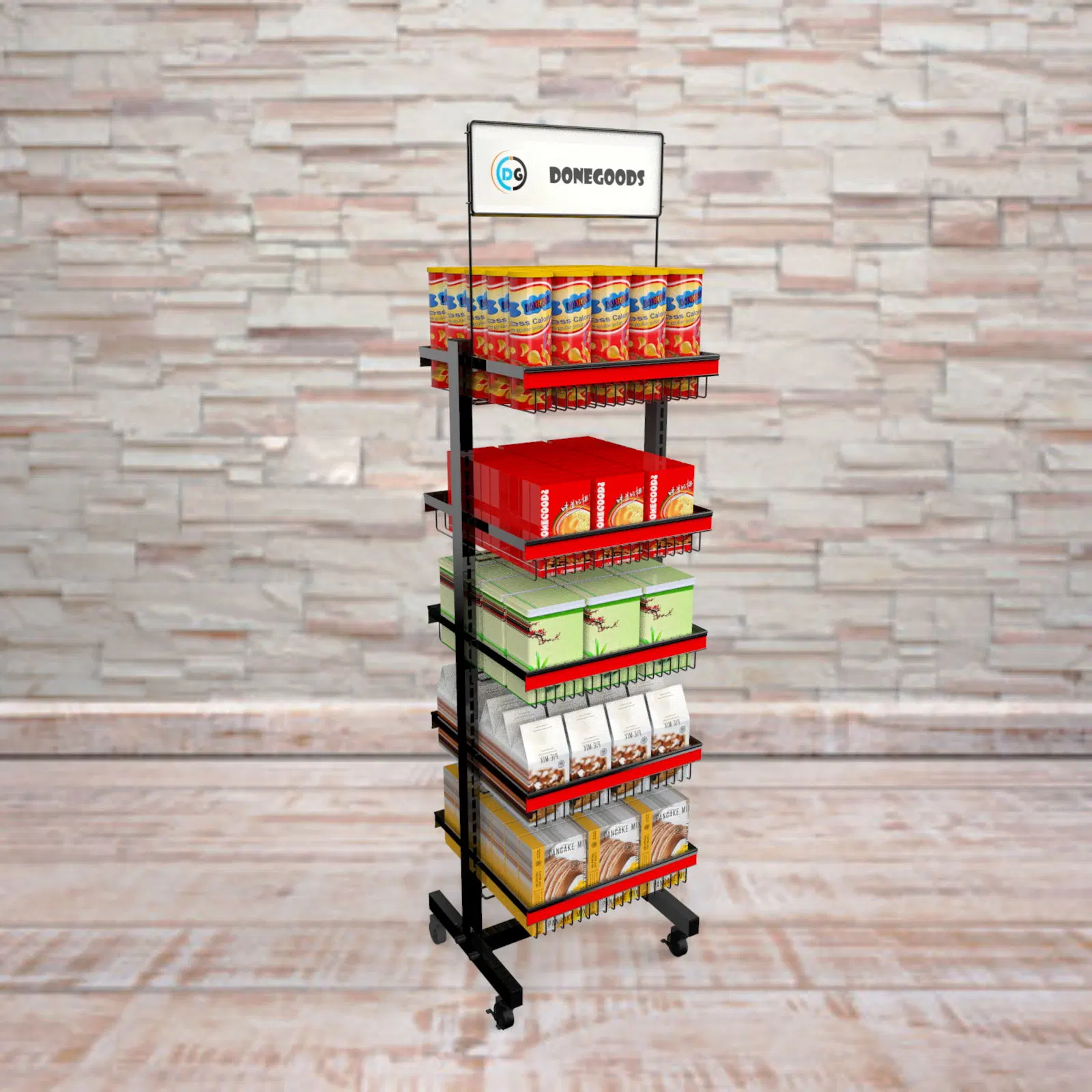 Merchandising Metal Rack Stand Display Stand with 6 Tire Shelf Wire Store Shelving Displays