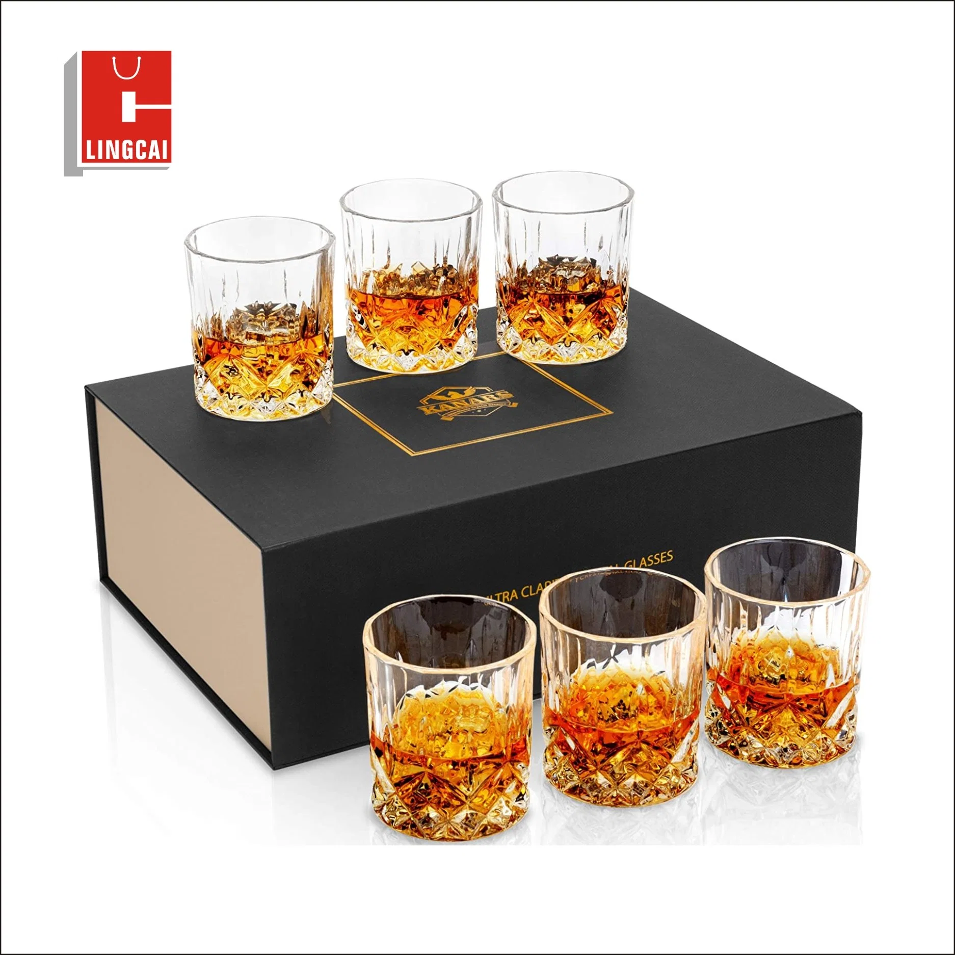 10oz Old Fashioned Crystal Low Ball Heavy Base Shot Whisky Glasses Box