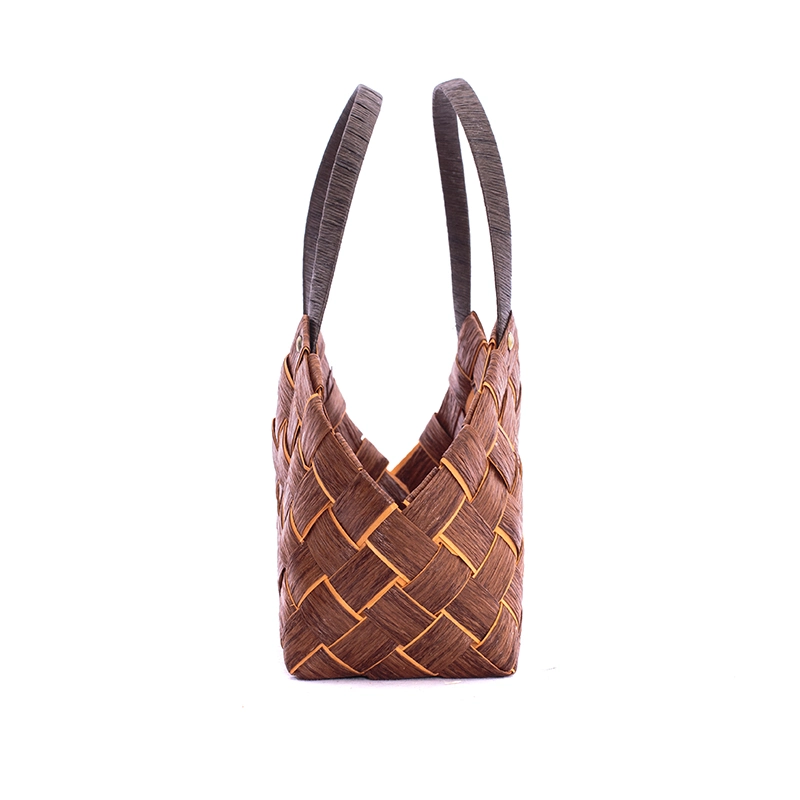 New Design Leisure Bag Wood Chip Woven Basket Handbag for Decorative Gift