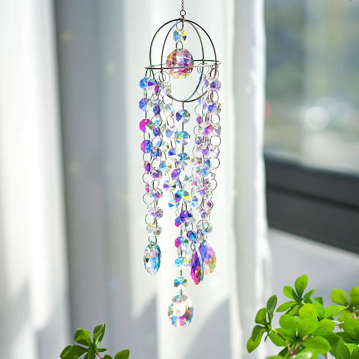 Presente para as mulheres de Mãe decoração Casa lustre vento Chimes cristal Janela do Suncatcher suspensa para o Sol Catchers Prism Rainbow Maker Pendant