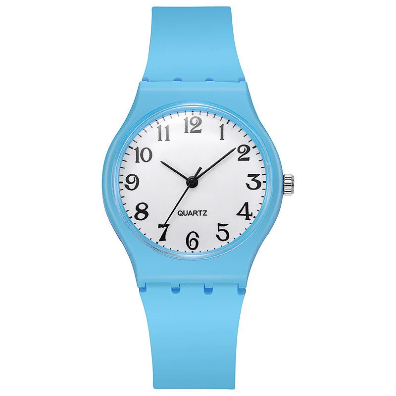 Ensemble de montre-cadeau en silicone avec bracelet en plastique, boîtier personnalisé, logo, quartz, bracelet de sport, montre à quartz, mode femme, fille, garçon, montres promotionnelles.