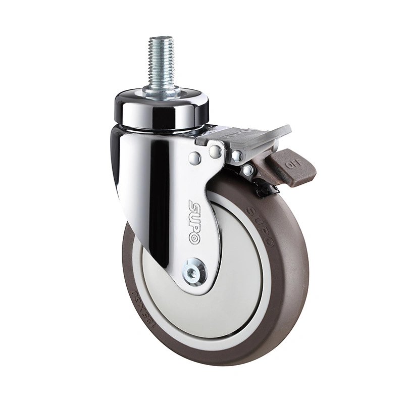 Supo M03 Series Chrome Bracket TPR Wheel Castor Medical Caster for Hospital Bed