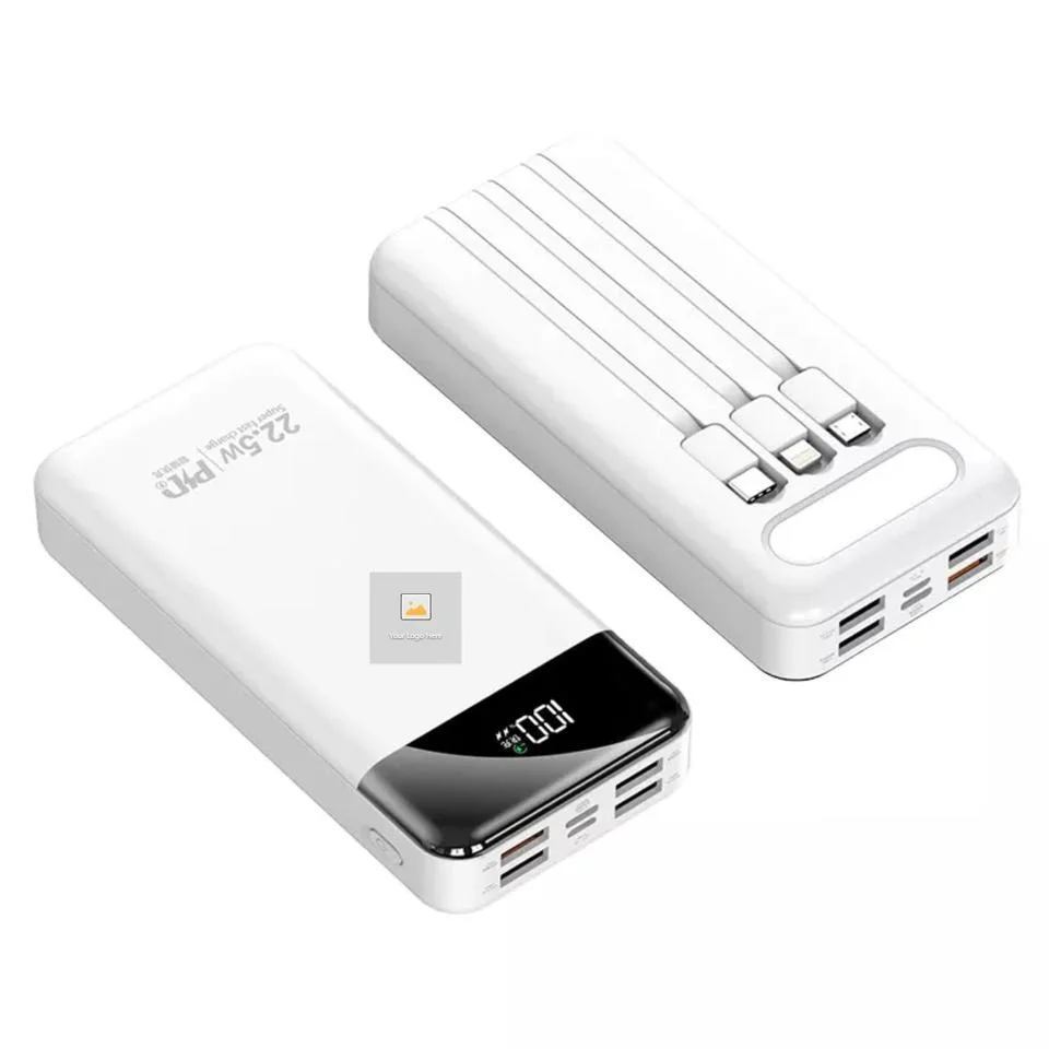 10000mAh Power Bank Built in Cables Portable Phone Charger Built in Type C Cords External Battery Power Bank Battery Pack