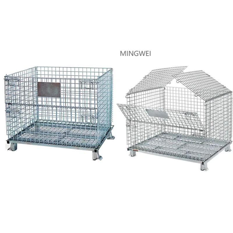 Cage à mailles métalliques Mingwei capacité de charge 1 000 kg cage à rouleaux 25 mm× Cage de stockage métallique à espacement de 25 mm, diamètre de fil acier de 4,8 mm Cage de stockage